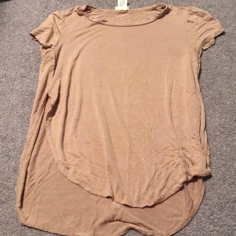 Tan slit tshirt
